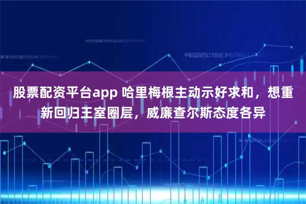 股票配资平台app 哈里梅根主动示好求和，想重新回归王室圈层，威廉查尔斯态度各异